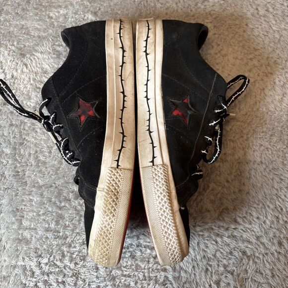 Converse One Star Pro Roses A01579C Black Red Suede Skateboard size 10.5 men's - Picture 9 of 10